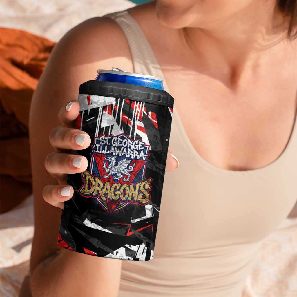 Personalized St. George Illawarra Dragons 4 in 1 Can Cooler Tumbler Graffiti Grunge Abstract Urban Street Style Design
