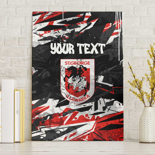 Personalized St. George Illawarra Dragons Canvas Wall Art Graffiti Grunge Abstract Urban Street Style Design