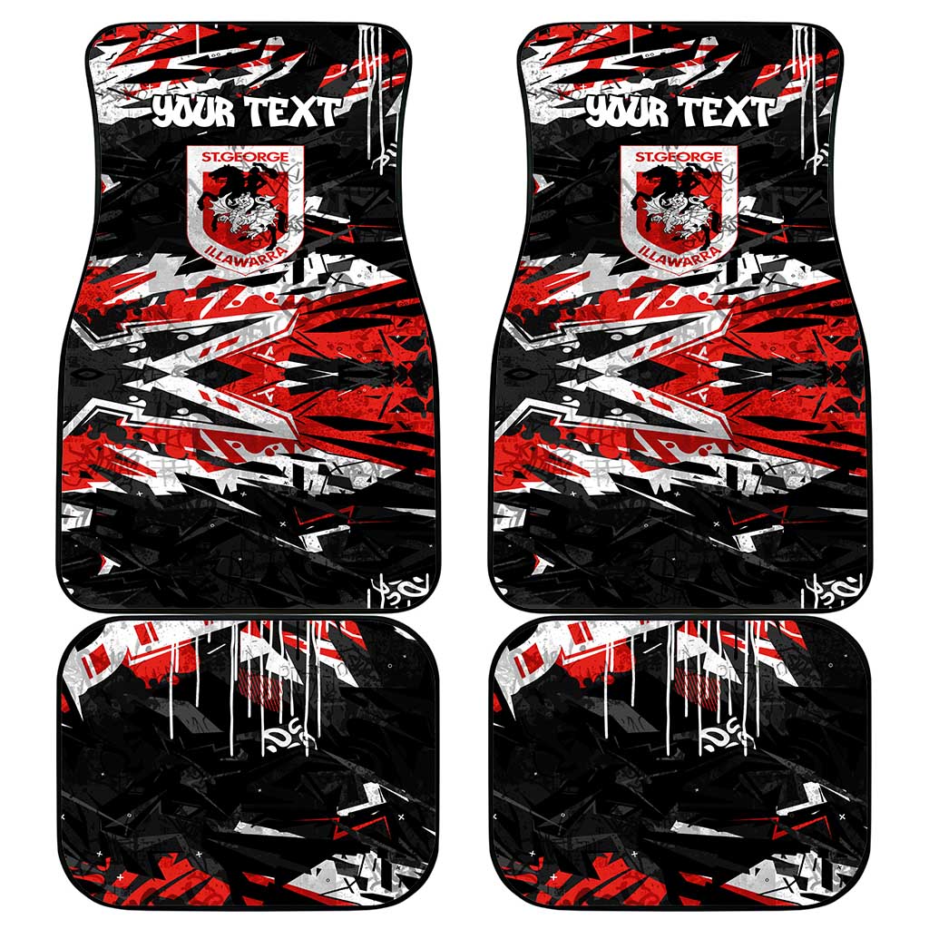 Personalized St. George Illawarra Dragons Car Mats Graffiti Grunge Abstract Urban Street Style Design