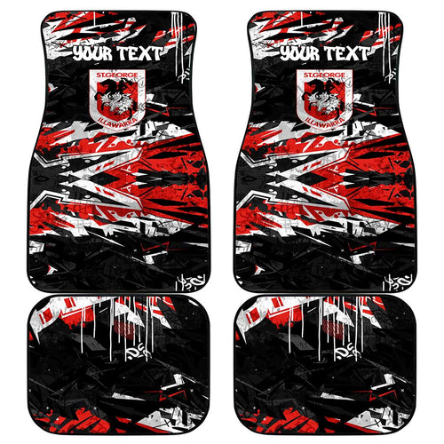 Personalized St. George Illawarra Dragons Car Mats Graffiti Grunge Abstract Urban Street Style Design