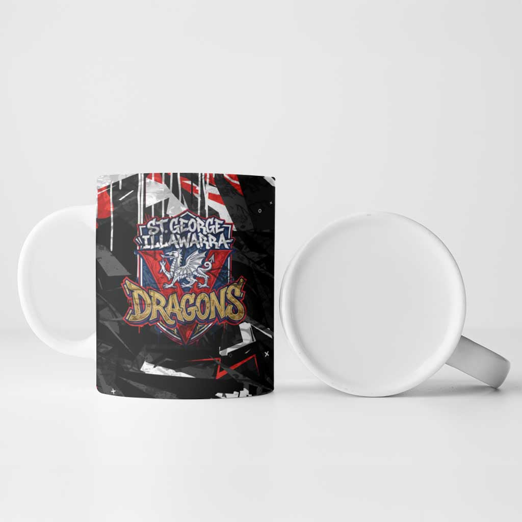 Personalized St. George Illawarra Dragons Ceramic Mug Graffiti Grunge Abstract Urban Street Style Design