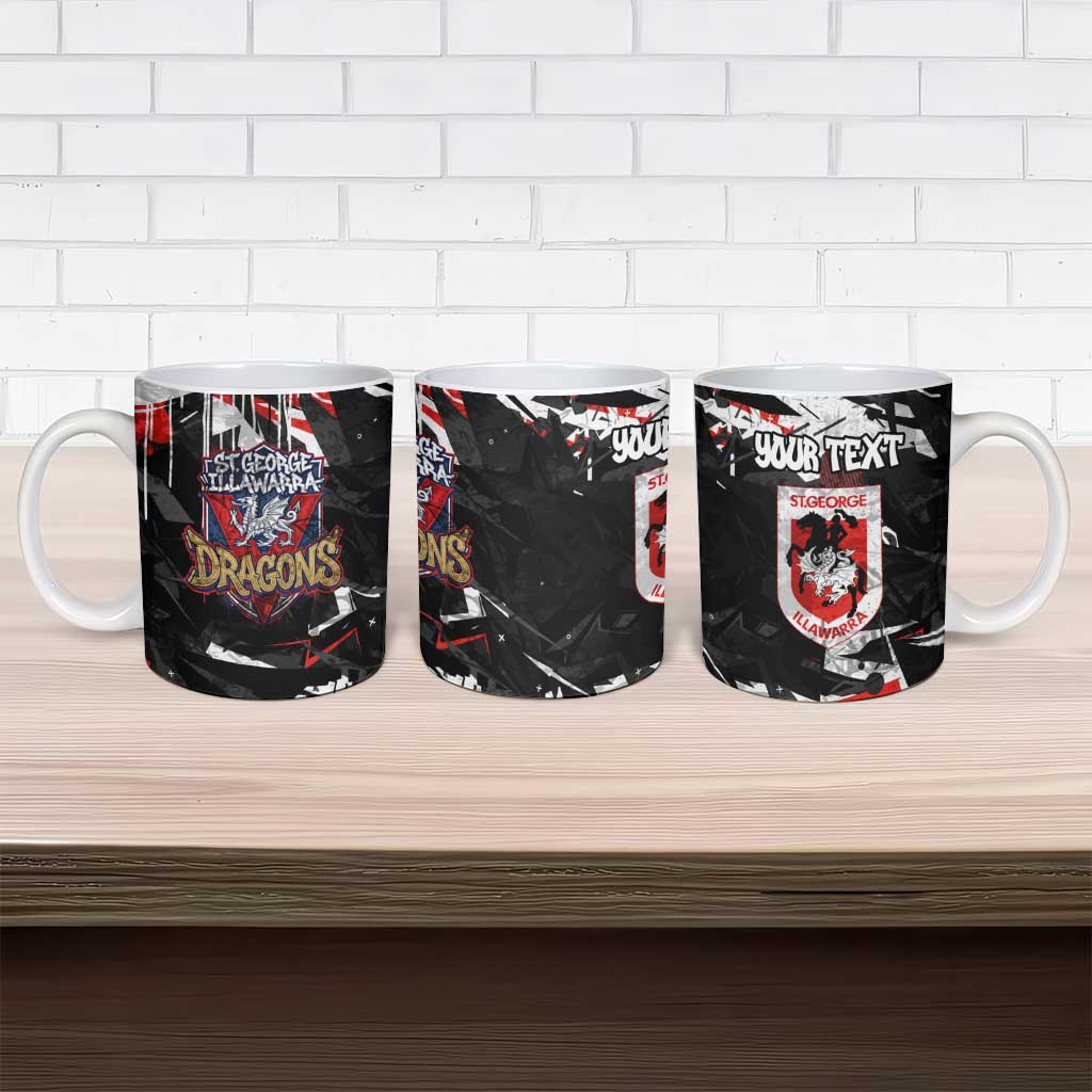 Personalized St. George Illawarra Dragons Ceramic Mug Graffiti Grunge Abstract Urban Street Style Design