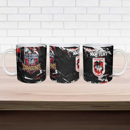 Personalized St. George Illawarra Dragons Ceramic Mug Graffiti Grunge Abstract Urban Street Style Design