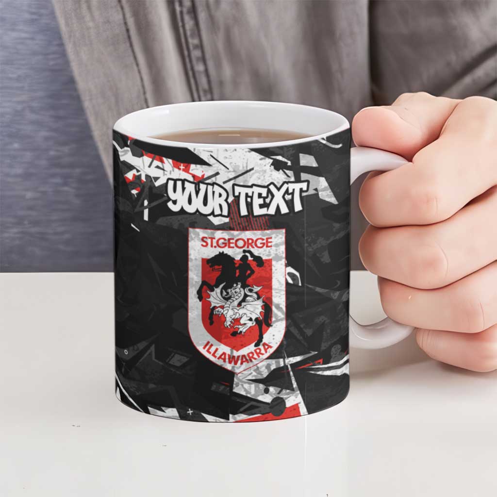 Personalized St. George Illawarra Dragons Ceramic Mug Graffiti Grunge Abstract Urban Street Style Design