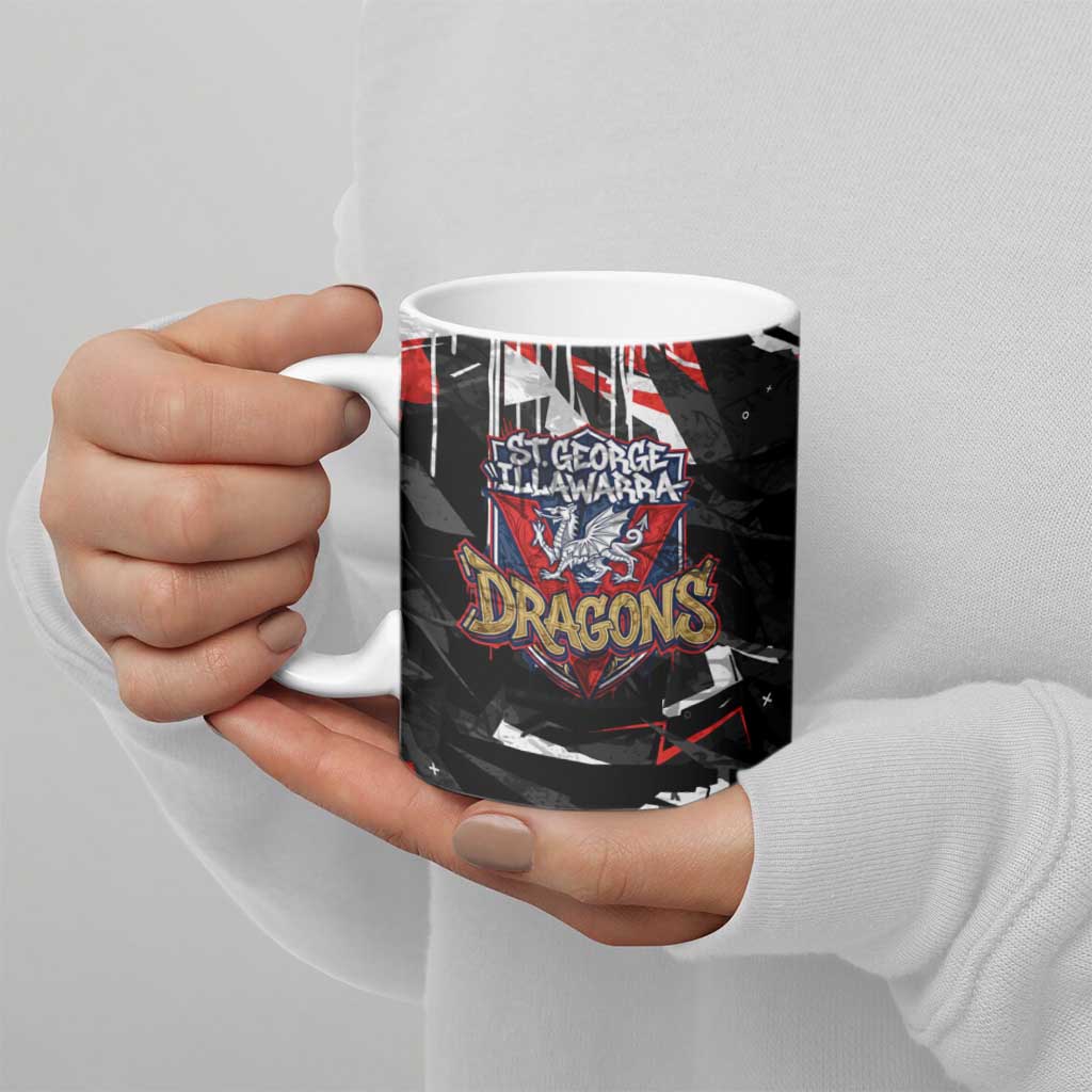 Personalized St. George Illawarra Dragons Ceramic Mug Graffiti Grunge Abstract Urban Street Style Design