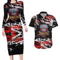 Personalized St. George Illawarra Dragons Couples Matching Long Sleeve Bodycon Dress and Hawaiian Shirt Graffiti Grunge Abstract Urban Street Style Design