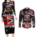 Personalized St. George Illawarra Dragons Couples Matching Long Sleeve Bodycon Dress and Long Sleeve Button Shirt Graffiti Grunge Abstract Urban Street Style Design