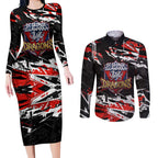 Personalized St. George Illawarra Dragons Couples Matching Long Sleeve Bodycon Dress and Long Sleeve Button Shirt Graffiti Grunge Abstract Urban Street Style Design