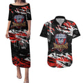 Personalized St. George Illawarra Dragons Couples Matching Puletasi and Hawaiian Shirt Graffiti Grunge Abstract Urban Street Style Design