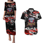 Personalized St. George Illawarra Dragons Couples Matching Puletasi and Hawaiian Shirt Graffiti Grunge Abstract Urban Street Style Design