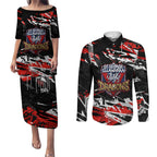 Personalized St. George Illawarra Dragons Couples Matching Puletasi and Long Sleeve Button Shirt Graffiti Grunge Abstract Urban Street Style Design
