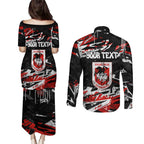Personalized St. George Illawarra Dragons Couples Matching Puletasi and Long Sleeve Button Shirt Graffiti Grunge Abstract Urban Street Style Design