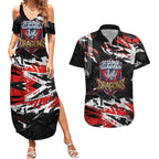 Personalized St. George Illawarra Dragons Couples Matching Summer Maxi Dress and Hawaiian Shirt Graffiti Grunge Abstract Urban Street Style Design