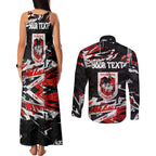 Personalized St. George Illawarra Dragons Couples Matching Tank Maxi Dress and Long Sleeve Button Shirt Graffiti Grunge Abstract Urban Street Style Design