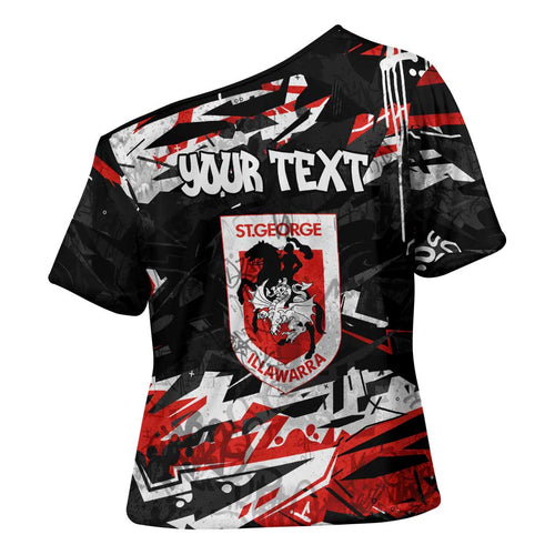 Personalized St. George Illawarra Dragons Cross Shoulder Shirt Graffiti Grunge Abstract Urban Street Style Design