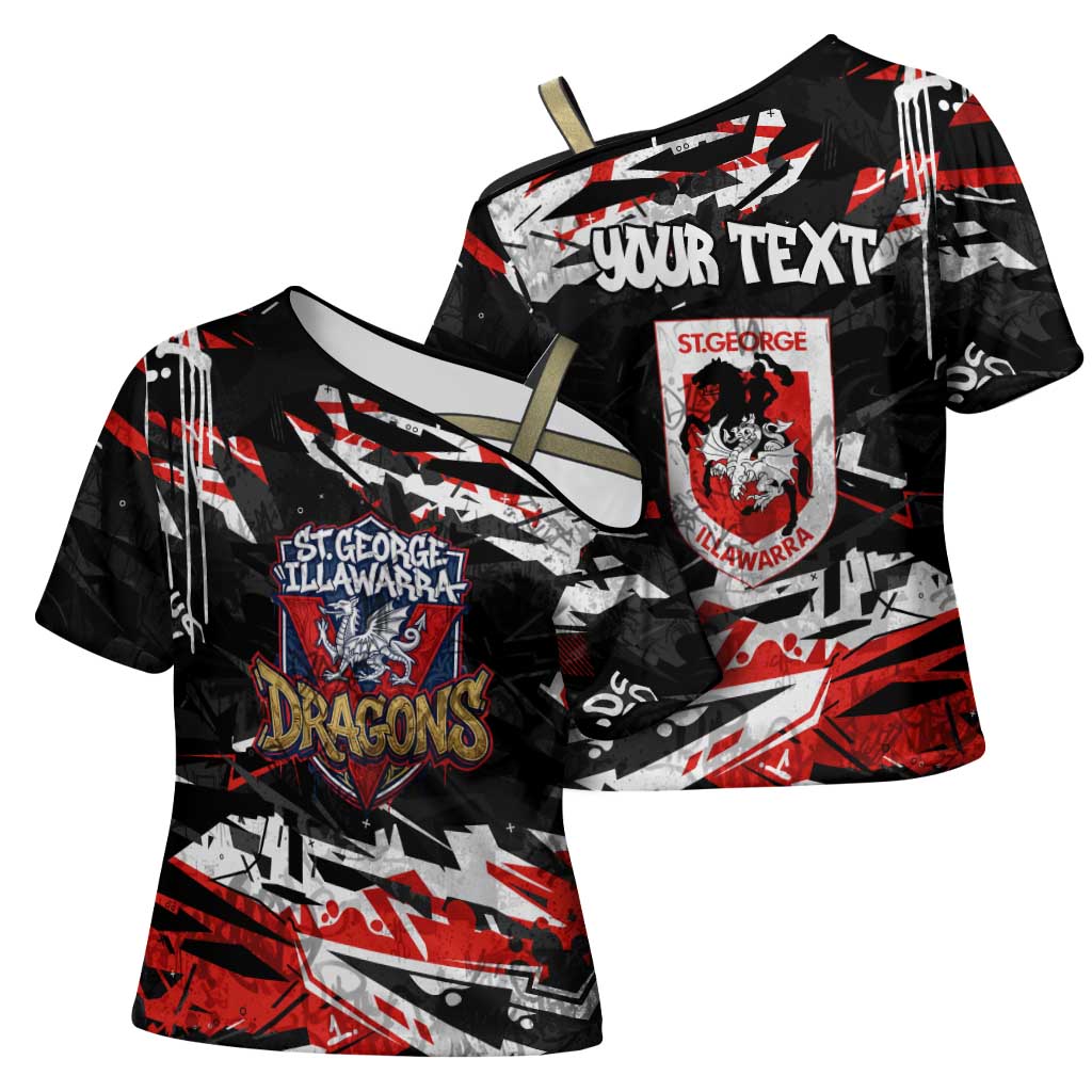 Personalized St. George Illawarra Dragons Cross Shoulder Shirt Graffiti Grunge Abstract Urban Street Style Design
