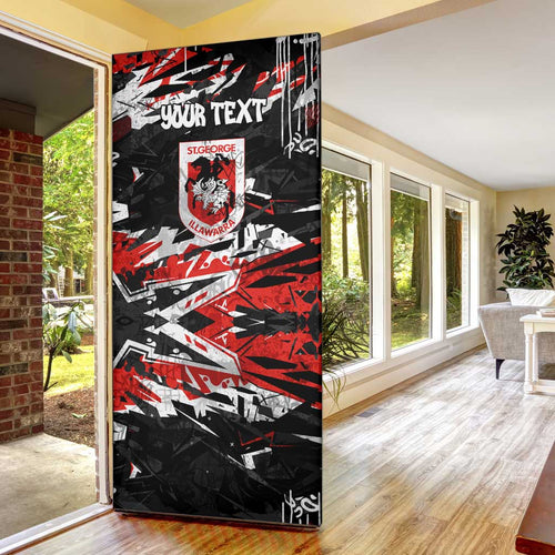 Personalized St. George Illawarra Dragons Door Cover Graffiti Grunge Abstract Urban Street Style Design