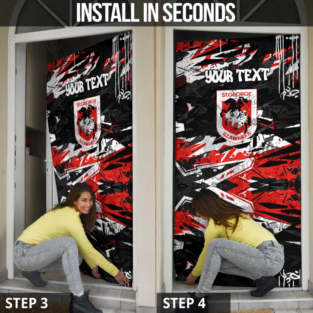 Personalized St. George Illawarra Dragons Door Cover Graffiti Grunge Abstract Urban Street Style Design