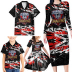 Personalized St. George Illawarra Dragons Family Matching Long Sleeve Bodycon Dress and Hawaiian Shirt Graffiti Grunge Abstract Urban Street Style Design