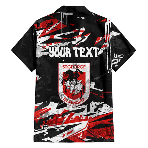 Personalized St. George Illawarra Dragons Family Matching Long Sleeve Bodycon Dress and Hawaiian Shirt Graffiti Grunge Abstract Urban Street Style Design