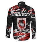 Personalized St. George Illawarra Dragons Family Matching Long Sleeve Bodycon Dress and Hawaiian Shirt Graffiti Grunge Abstract Urban Street Style Design