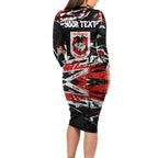 Personalized St. George Illawarra Dragons Family Matching Long Sleeve Bodycon Dress and Hawaiian Shirt Graffiti Grunge Abstract Urban Street Style Design