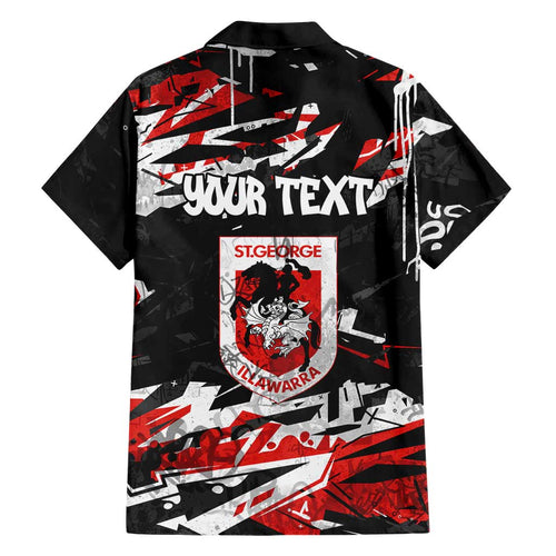 Personalized St. George Illawarra Dragons Family Matching Mermaid Dress and Hawaiian Shirt Graffiti Grunge Abstract Urban Street Style Design