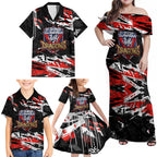Personalized St. George Illawarra Dragons Family Matching Off Shoulder Maxi Dress and Hawaiian Shirt Graffiti Grunge Abstract Urban Street Style Design