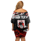Personalized St. George Illawarra Dragons Family Matching Off Shoulder Short Dress and Hawaiian Shirt Graffiti Grunge Abstract Urban Street Style Design