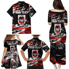 Personalized St. George Illawarra Dragons Family Matching Puletasi and Hawaiian Shirt Graffiti Grunge Abstract Urban Street Style Design