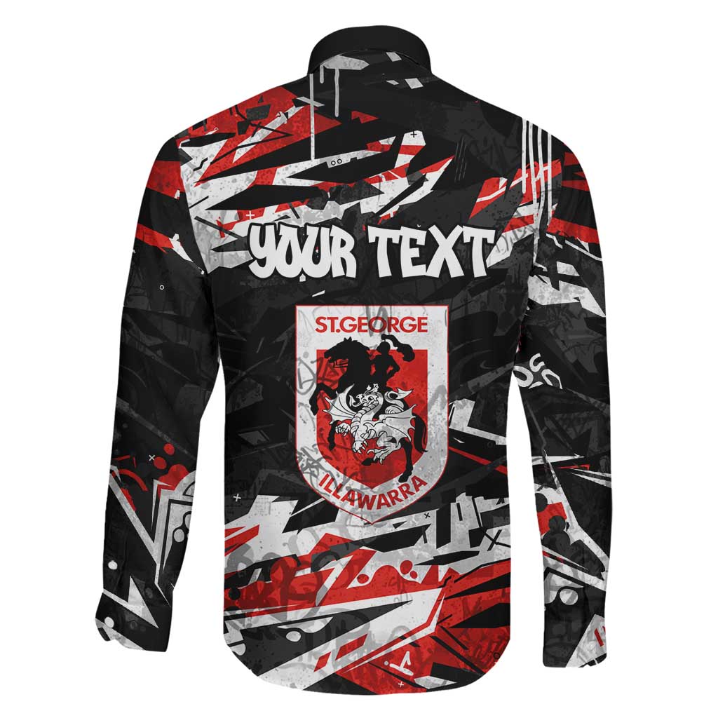Personalized St. George Illawarra Dragons Family Matching Puletasi and Hawaiian Shirt Graffiti Grunge Abstract Urban Street Style Design