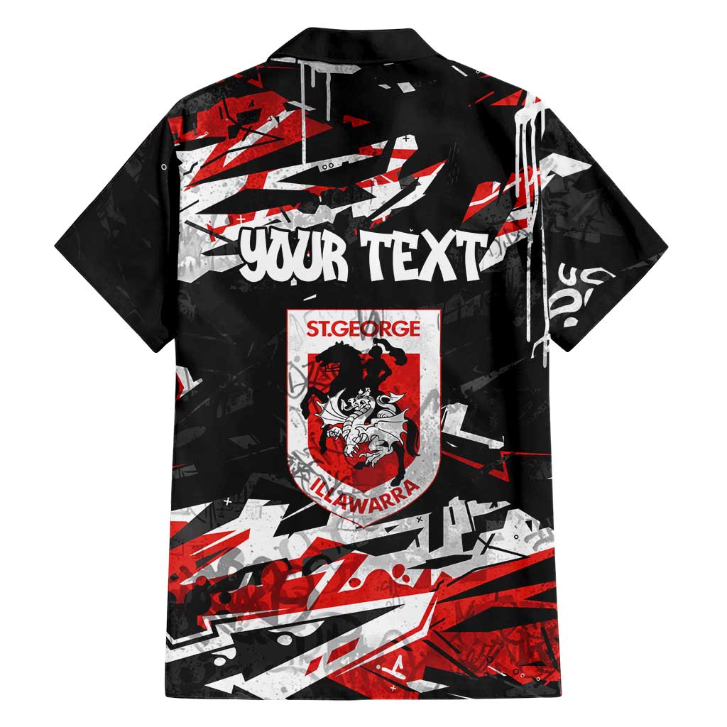 Personalized St. George Illawarra Dragons Family Matching Short Sleeve Bodycon Dress and Hawaiian Shirt Graffiti Grunge Abstract Urban Street Style Design