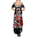 Personalized St. George Illawarra Dragons Family Matching Summer Maxi Dress and Hawaiian Shirt Graffiti Grunge Abstract Urban Street Style Design