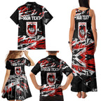 Personalized St. George Illawarra Dragons Family Matching Tank Maxi Dress and Hawaiian Shirt Graffiti Grunge Abstract Urban Street Style Design