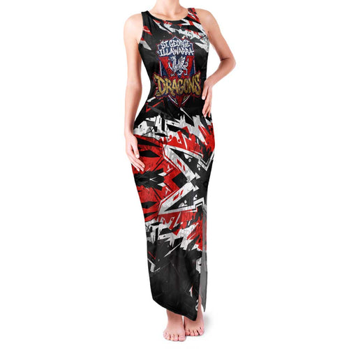 Personalized St. George Illawarra Dragons Family Matching Tank Maxi Dress and Hawaiian Shirt Graffiti Grunge Abstract Urban Street Style Design
