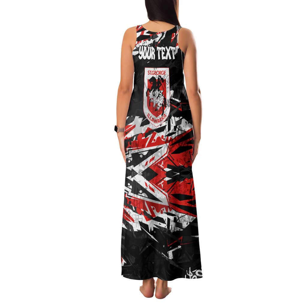 Personalized St. George Illawarra Dragons Family Matching Tank Maxi Dress and Hawaiian Shirt Graffiti Grunge Abstract Urban Street Style Design
