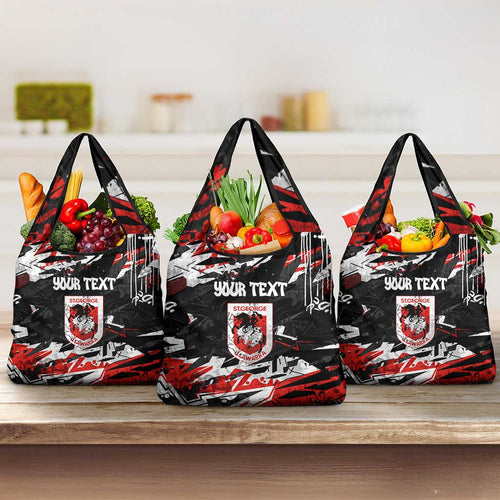 Personalized St. George Illawarra Dragons Grocery Bag Graffiti Grunge Abstract Urban Street Style Design