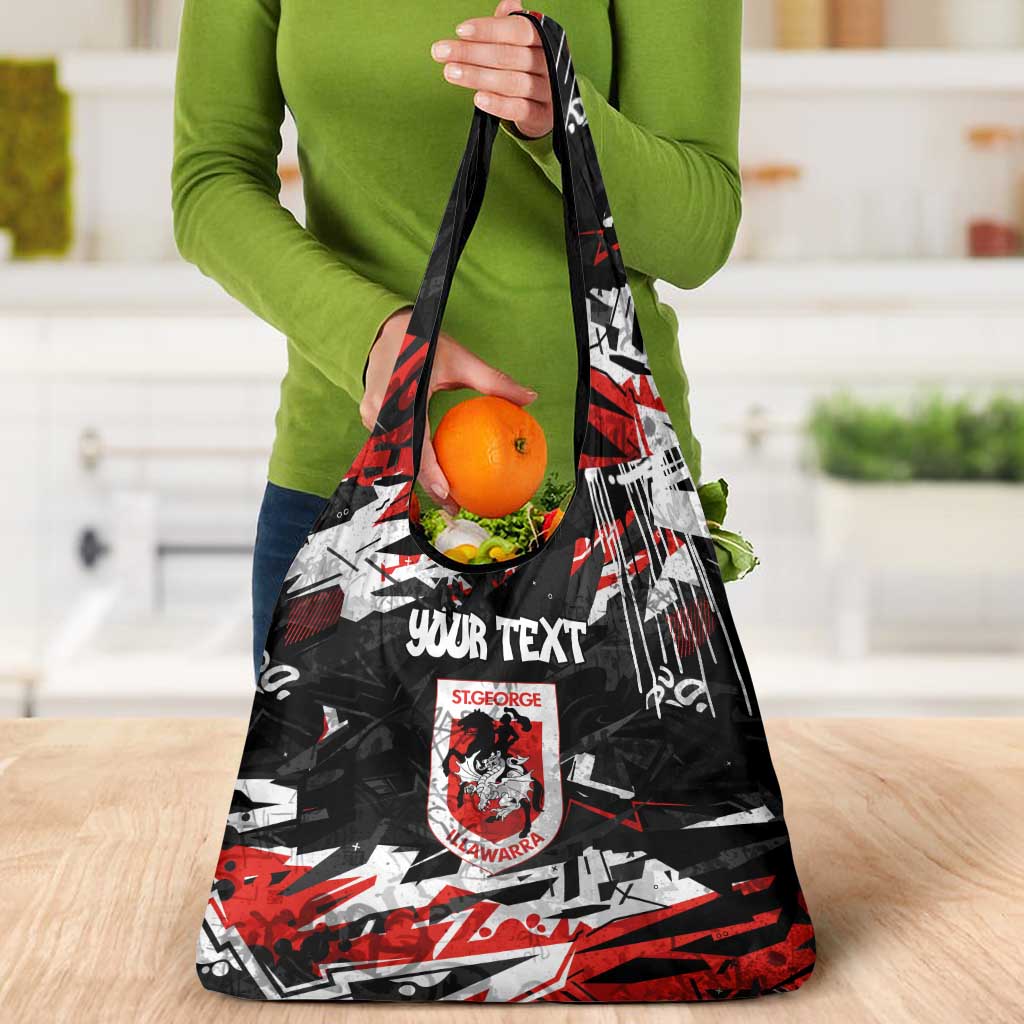 Personalized St. George Illawarra Dragons Grocery Bag Graffiti Grunge Abstract Urban Street Style Design