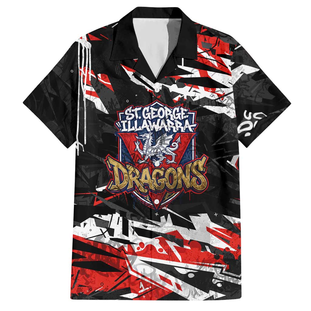 Personalized St. George Illawarra Dragons Hawaiian Shirt Graffiti Grunge Abstract Urban Street Style Design