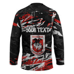 Personalized St. George Illawarra Dragons Hockey Jersey Graffiti Grunge Abstract Urban Street Style Design