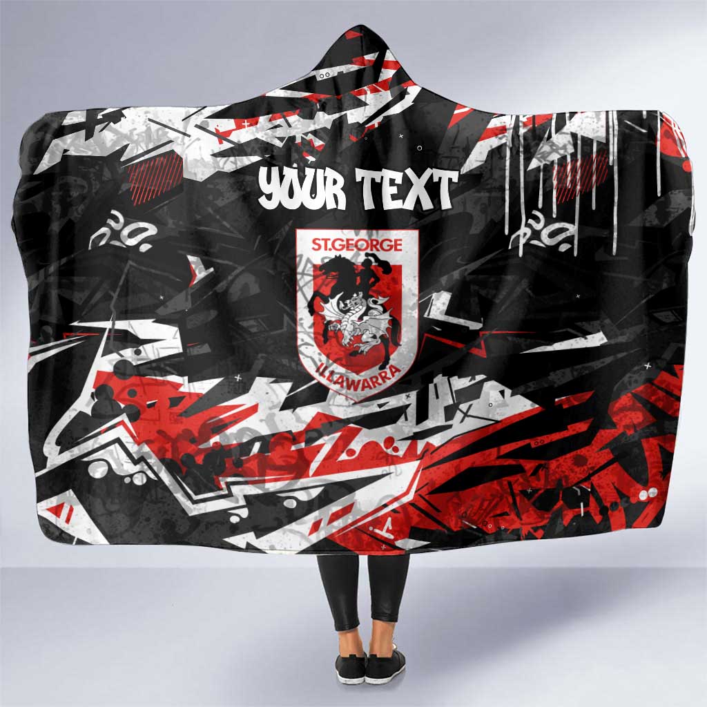 Personalized St. George Illawarra Dragons Hooded Blanket Graffiti Grunge Abstract Urban Street Style Design