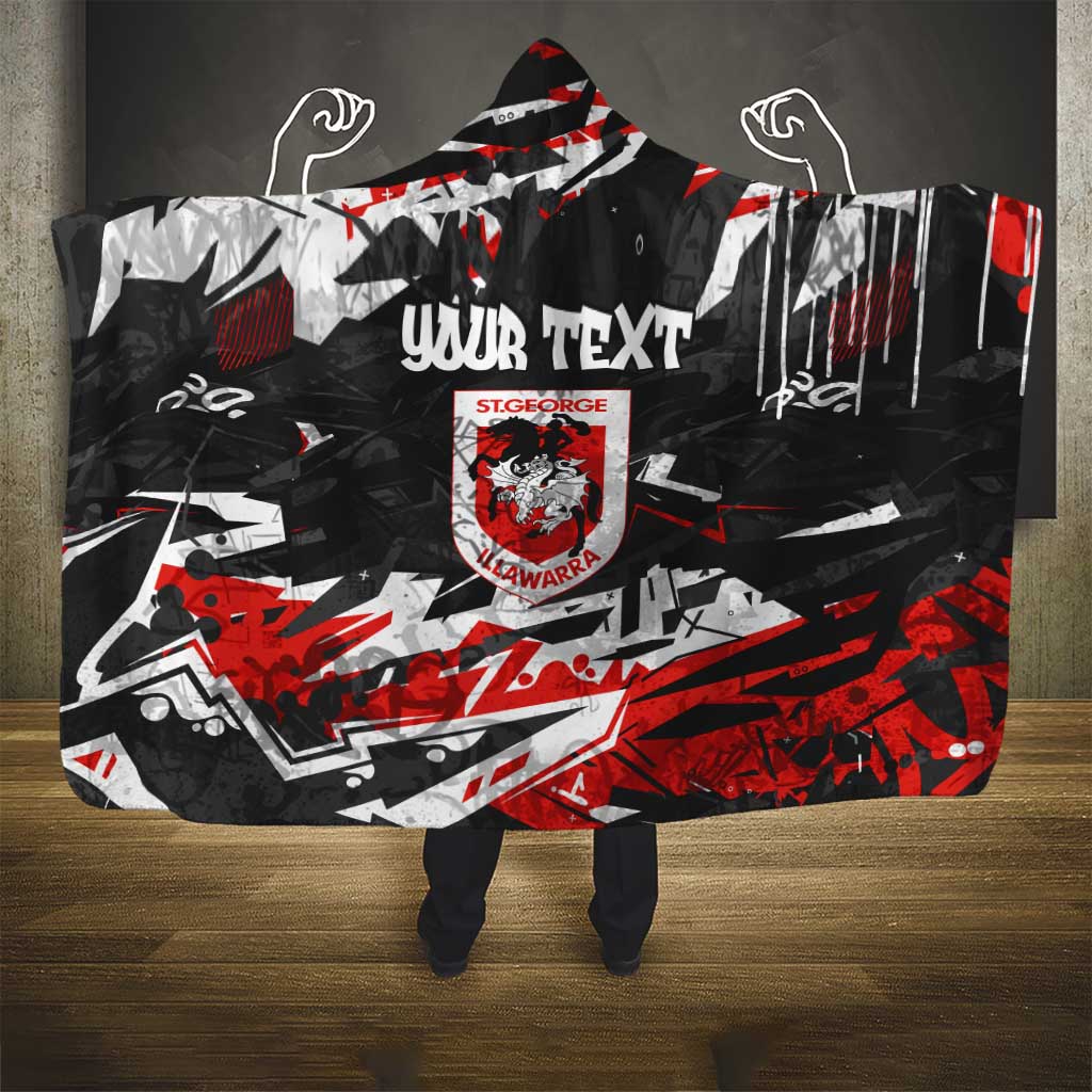 Personalized St. George Illawarra Dragons Hooded Blanket Graffiti Grunge Abstract Urban Street Style Design