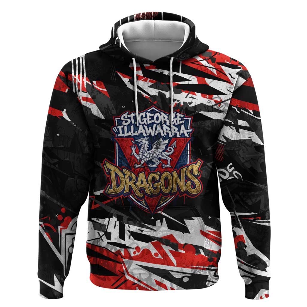 Personalized St. George Illawarra Dragons Hoodie Graffiti Grunge Abstract Urban Street Style Design