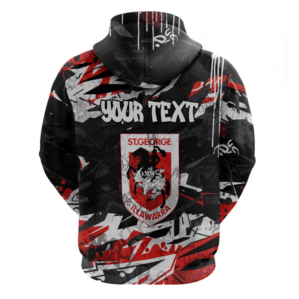 Personalized St. George Illawarra Dragons Hoodie Graffiti Grunge Abstract Urban Street Style Design