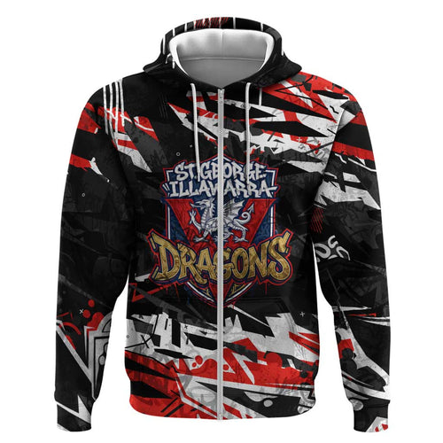 Personalized St. George Illawarra Dragons Hoodie Graffiti Grunge Abstract Urban Street Style Design