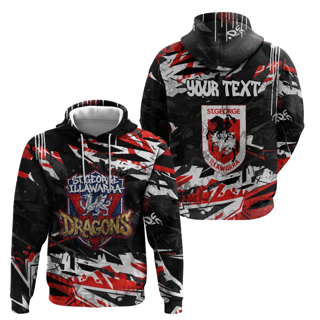 Personalized St. George Illawarra Dragons Hoodie Graffiti Grunge Abstract Urban Street Style Design