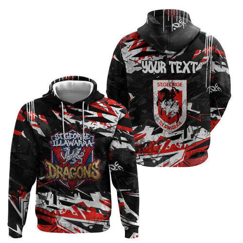 Personalized St. George Illawarra Dragons Hoodie Graffiti Grunge Abstract Urban Street Style Design
