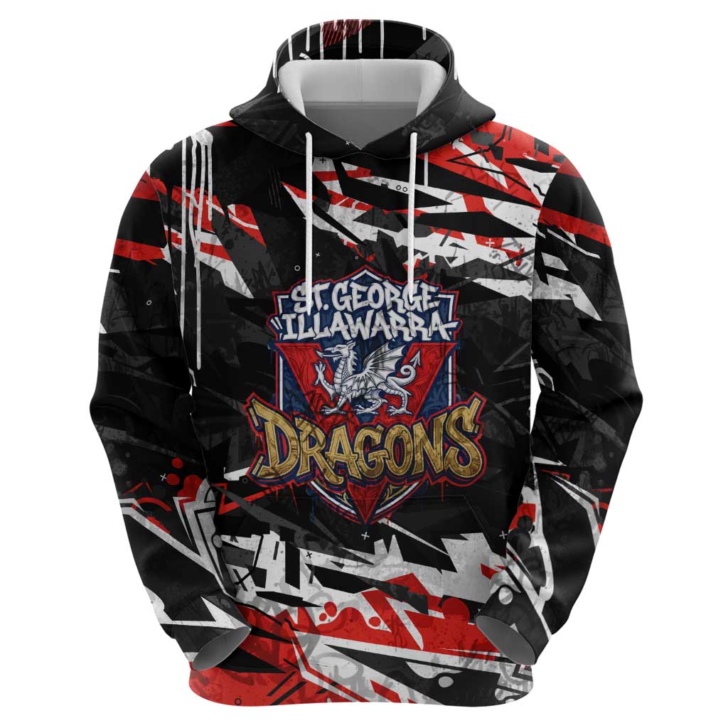 Personalized St. George Illawarra Dragons Hoodie Graffiti Grunge Abstract Urban Street Style Design