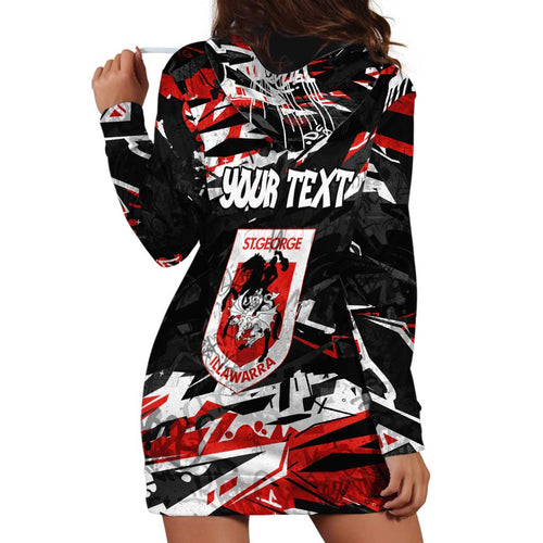 Personalized St. George Illawarra Dragons Hoodie Dress Graffiti Grunge Abstract Urban Street Style Design