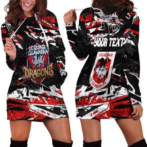 Personalized St. George Illawarra Dragons Hoodie Dress Graffiti Grunge Abstract Urban Street Style Design